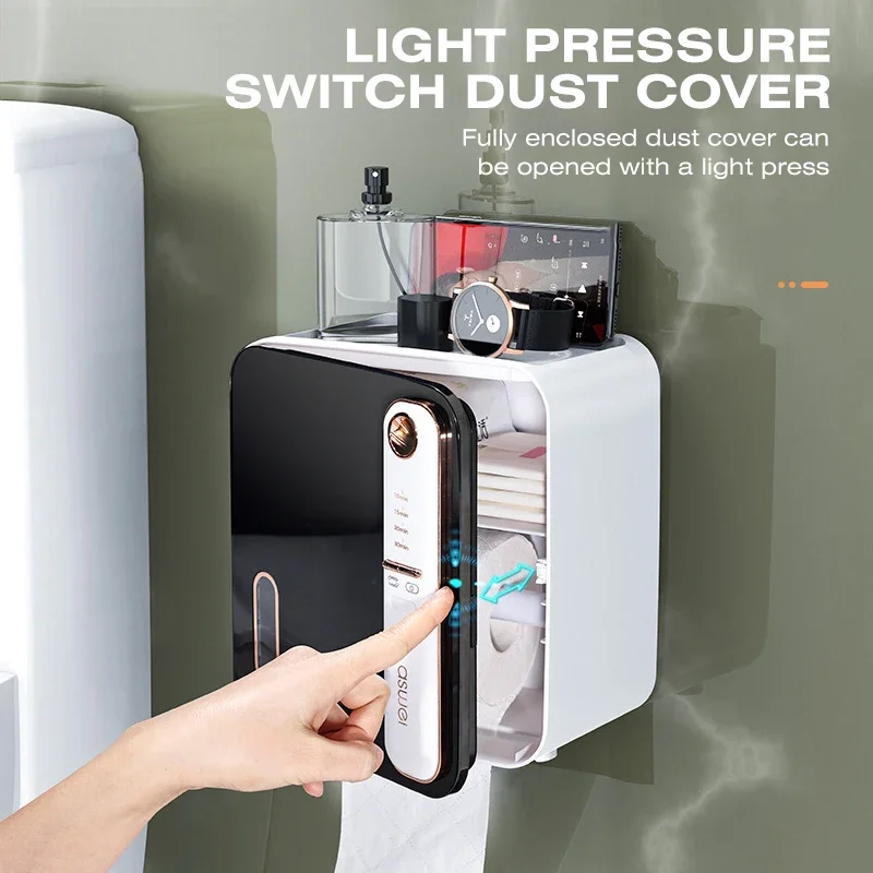 

Toilet Wall Mount Paper Box Toilet Multifunction Box With Smart Aromatherapy Tissue Holder Storage Waterproof Paper Rack