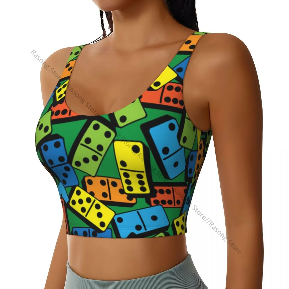 Женский сексуальный спортивный жилет для казино с красочным узором домино