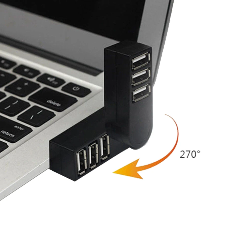

Universal Mini Rotatable 3 Port USB 2.0 Hub High Speed Data Transfer Splitter Box Adapter USB Expander For PC Laptop MacBook Pro