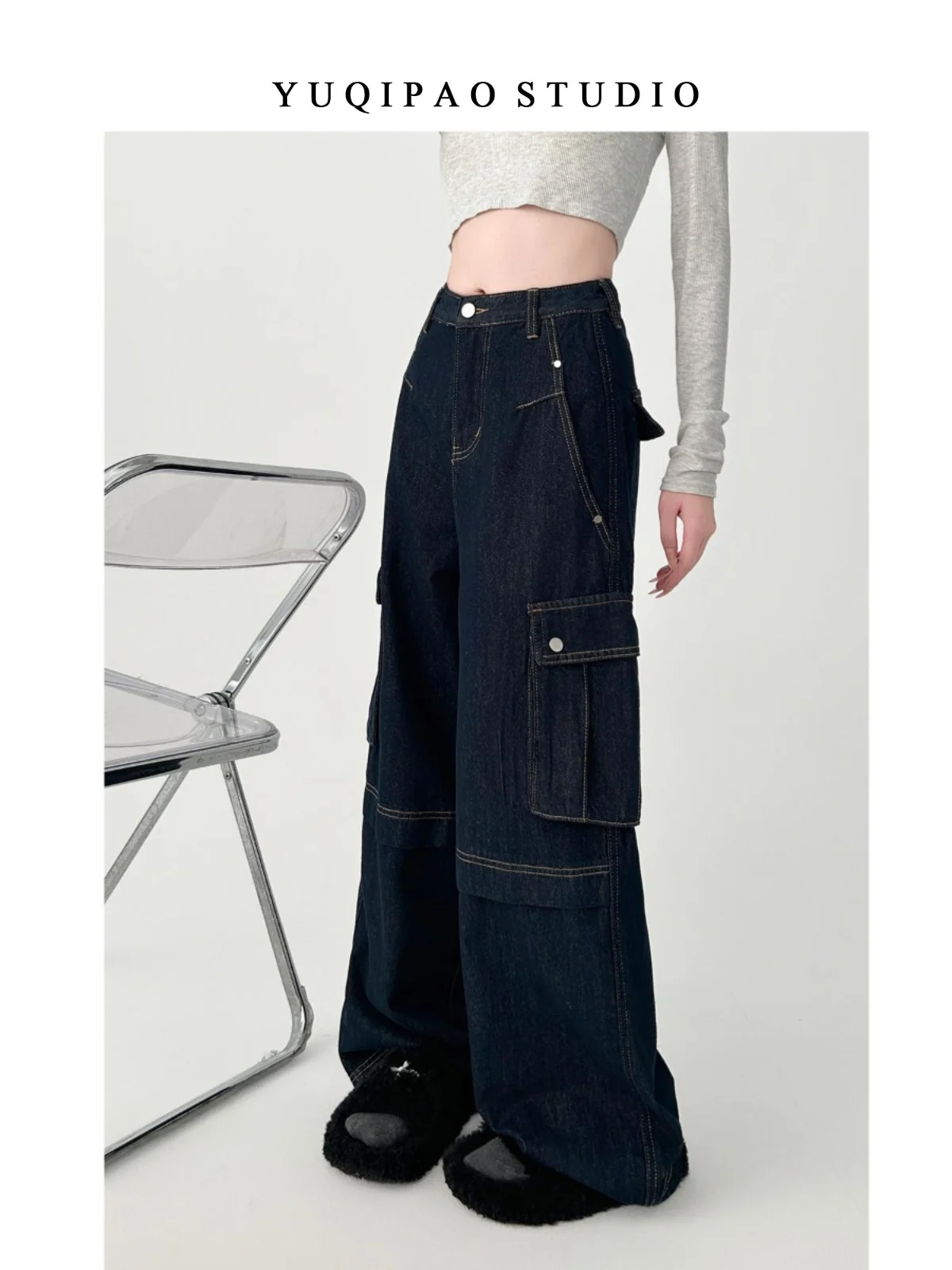 Женские свободные джинсы в винтажном стиле Харадзюку с высокой талией осень-зима