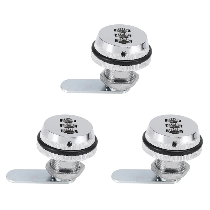 

3X Alloy Code Combination Cam Lock Keyless Post Mail Box Cabinet RV 3 Dial Silver