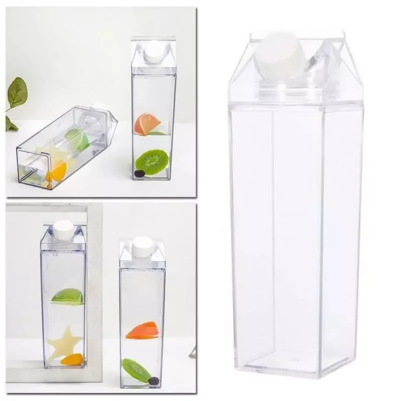 

500ml Water Bottles Square Milk Water Bottles Kitchen Leak-proof Creative Transparent Milk Jug Water Kettle Family Water Bottles