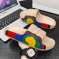 rainbow summer slippers men flip flops casual slides bathroom slippers for man shoes chinelo masculino chausson homme
