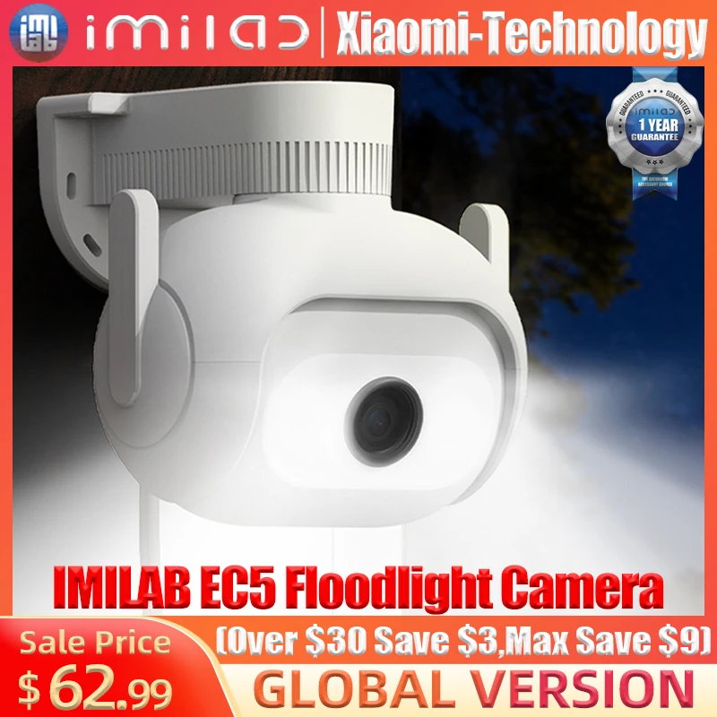

IMILAB EC5 Floodlight Camera Video Surveillance Wifi IP 3MP Smart Home 360° Human Tracking Color Night Vision CCTV IP66 Web Cam