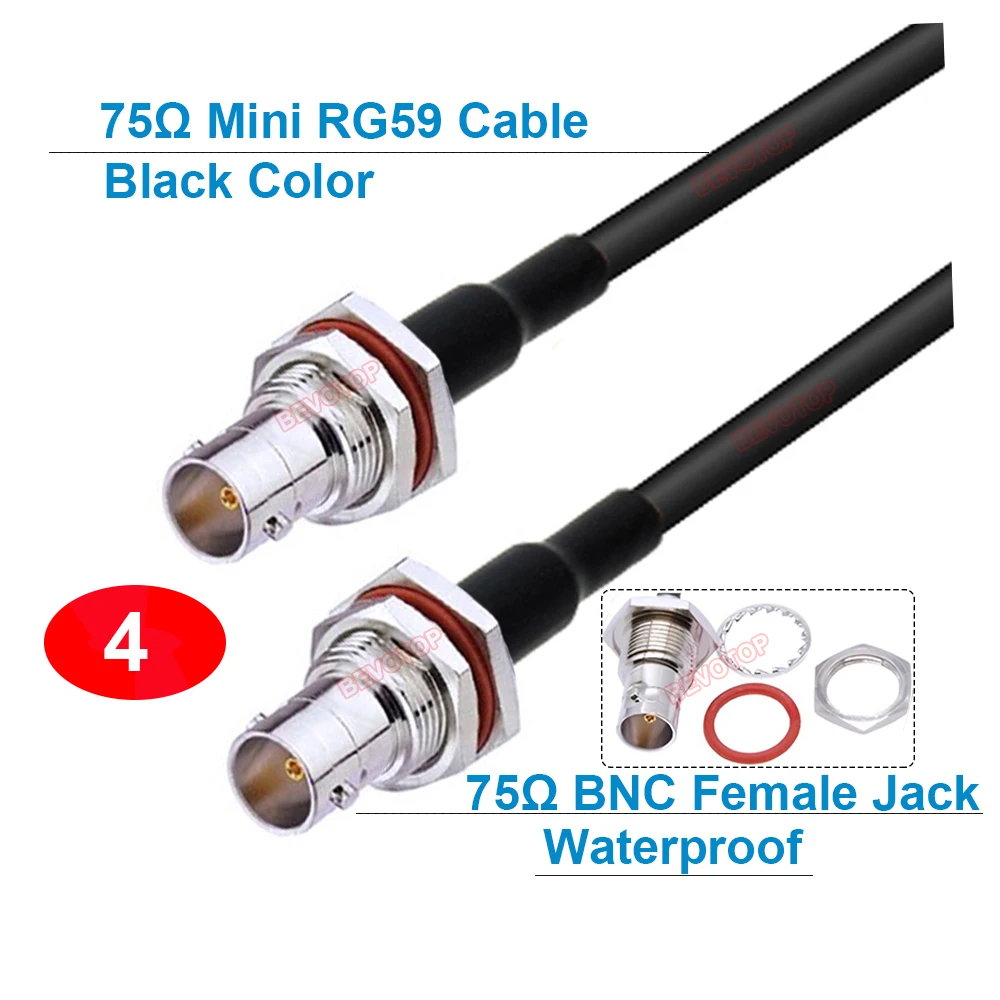 

1 шт. 75 Ом HD SDI BNC к BNC штекер/гнездо черный/синий мини-кабель RG59 75-2,5 1855A косичка для HD-SDI/3G-SDI/4K видеокамеры видеонаблюдения
