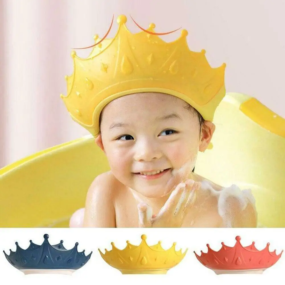 

Crown Shape Baby Shower Cap Adjustable Shampoo Cap, Wash Hair Hat For Baby Ear Protection Safe Children Shower Head Cover