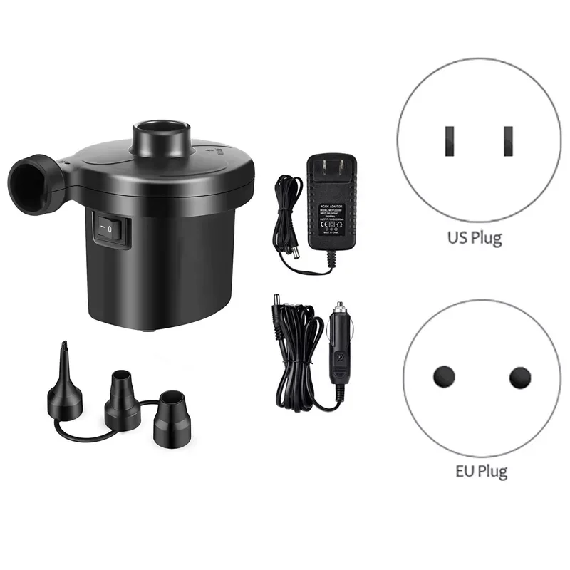 

Electric Inflatable Pump Quick Air Filling Compressor with 3 Nozzles for Car Air Mattress Camping Boat Cushion