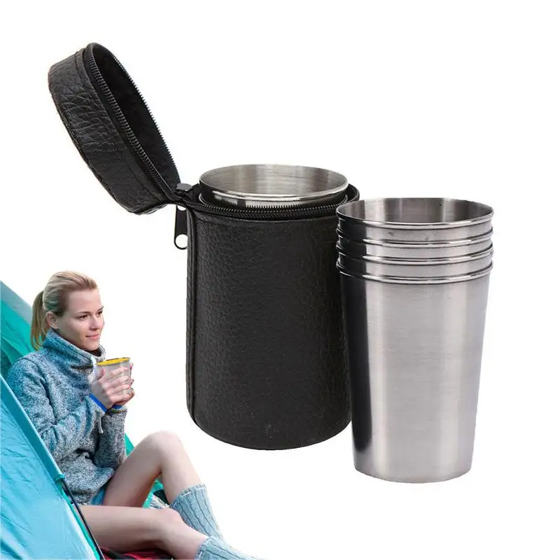 

Stainless Steel Shot Glasses 4Pcs Food Grade Small Stainless Steel Shot Cups Outdoor Drinking Cups For Hiking Camping RVing