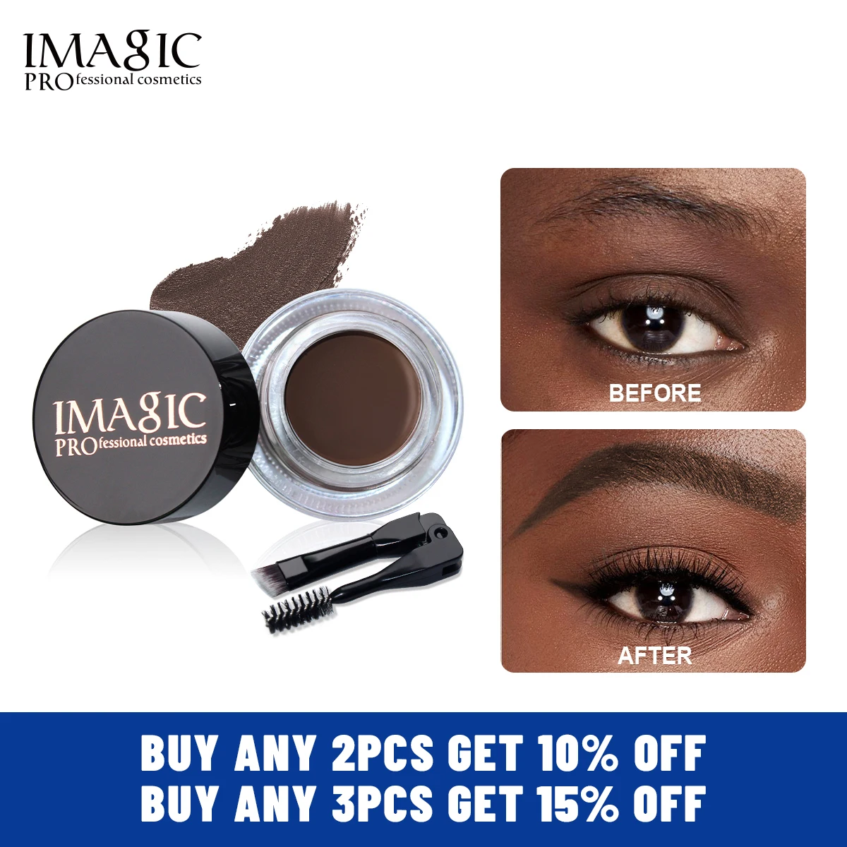 

IMAGIC 6-Color Eyebrow Cream Gel Natural Enhancer Waterproof Long-Lasting With Brush For African American Women Makeup Cosmetics