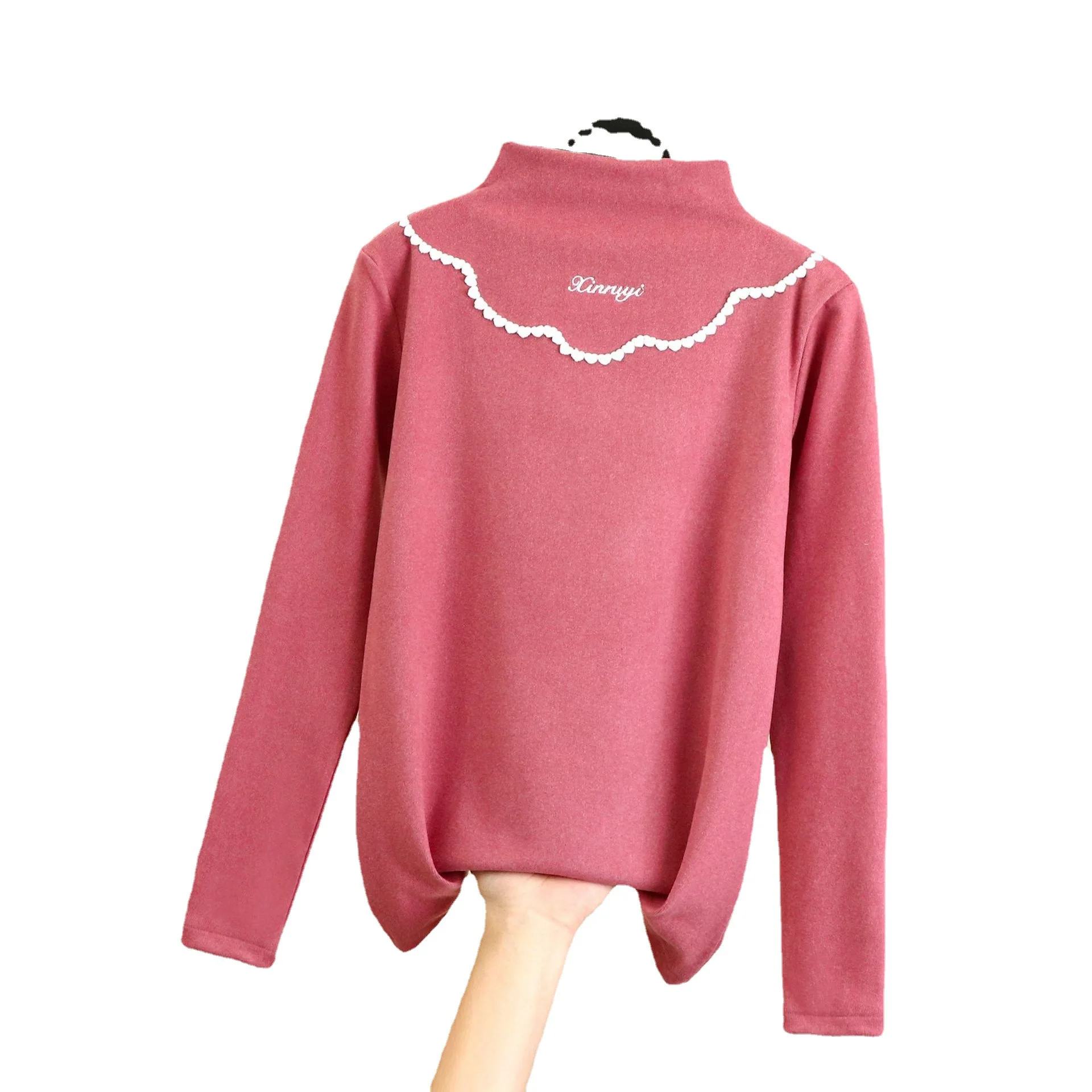 Women Thicken Thermal Shirt Lingerie Toothpick Strips Velvet Autumn Body Sculpting Positioning Lace Turtleneck Winter Underwear