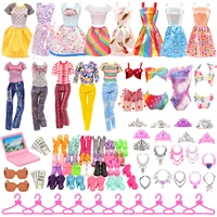 doll clothes accessories for barbie 49 items 7 dress 3 coat pants 2 swimsuit 10 shoes 10 hangers 17 miniature kids toys