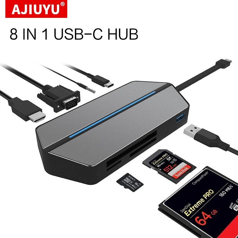USB C концентратор Для iMac Pro 21 5 24 27 mini M1 Dock USB3.0 SD TF Compact Flash CF Card Reader HDMI 3 мм аудио Type-C PD