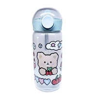 high borosilicate glass straw glass water bottle one touch eject cover summer female student korean cute girl heart tea carrying