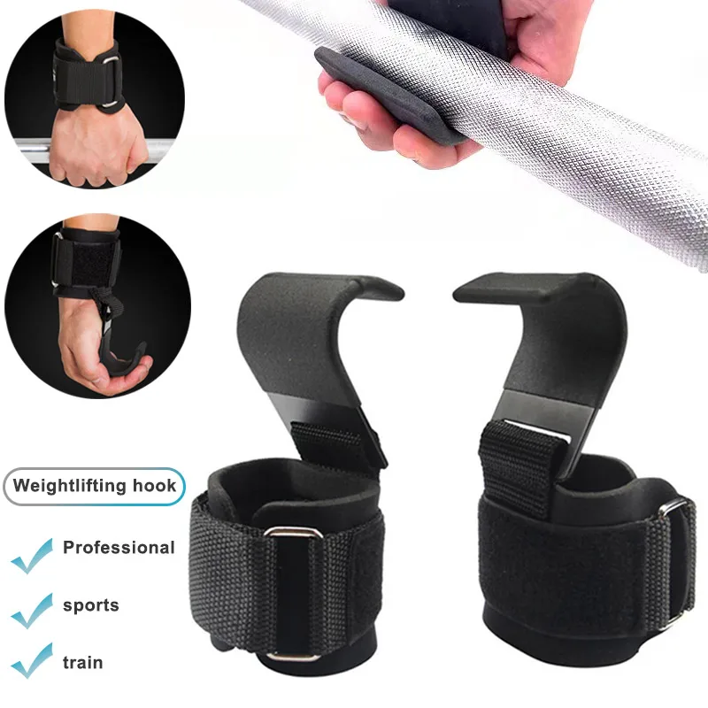 

1ps Weight Lifting Hooks Hand-Bar Wrist Straps Gym Fitness Hook weight Strap Pull-Ups Power Lifting Gloves For Weight Training