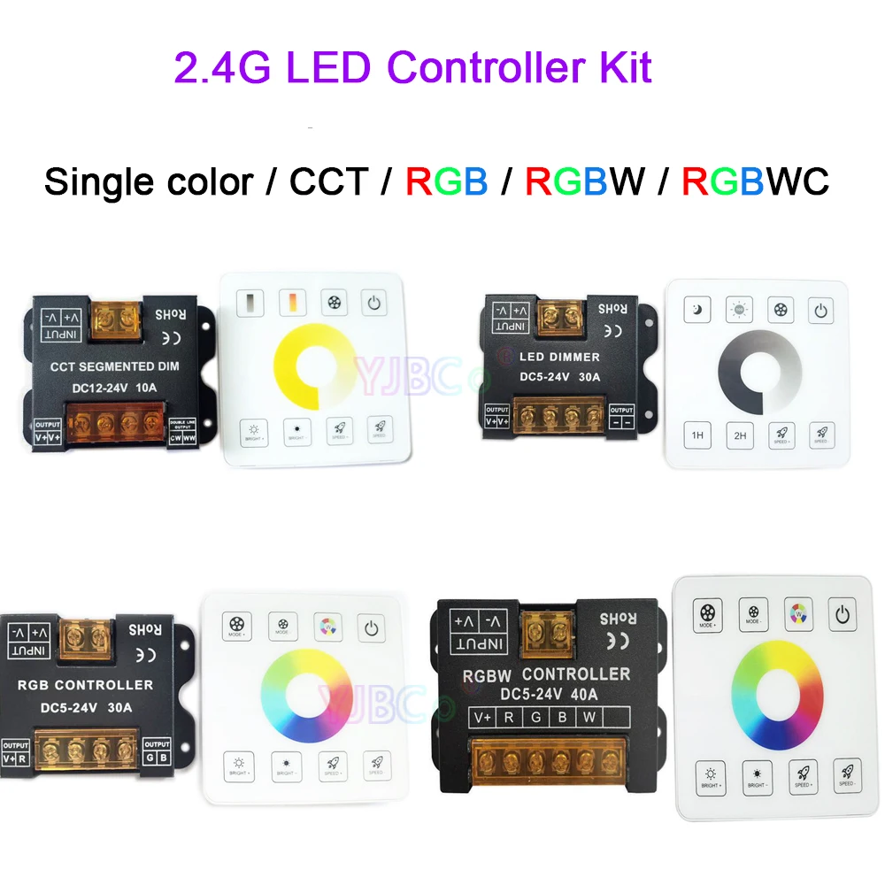 86 sty 2.4G RF LED Controller Single color/CCT/RGB/RGBW/RGBWC(RGB+CCT) LED Strip Light Touch Panel Switch Dimmer 5V 12V 24V