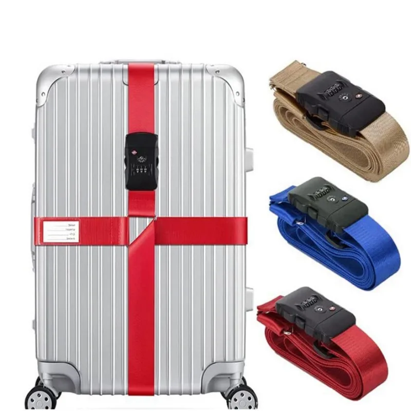 

Adjustable Travel Luggage Strap with TSA Combination Lock Name Card Suitcase Packing Belt Abroad Binding Straps