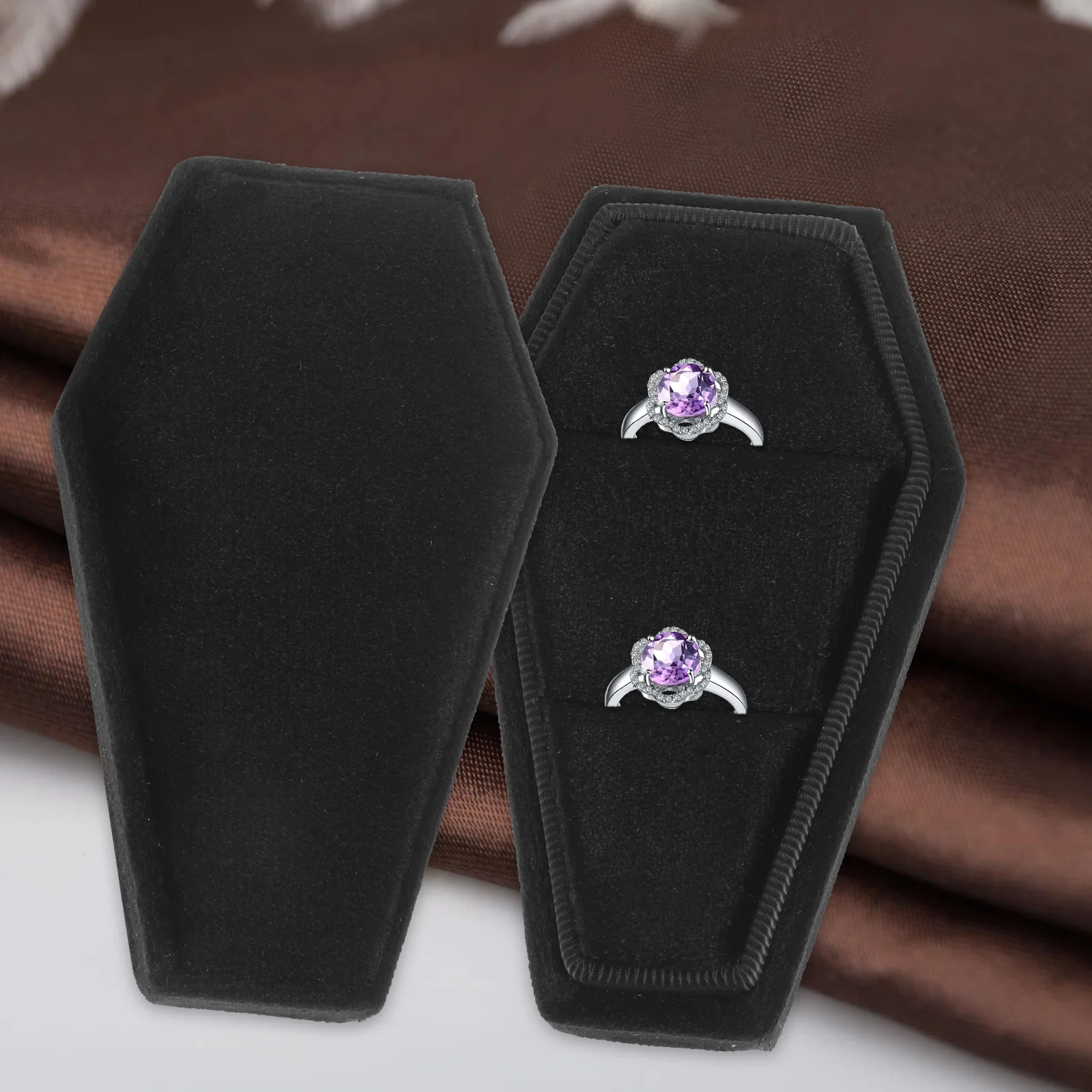 

Funny Coffin Shaped Jewelry Holder Halloween Festival Jewelry Box Decorative Earring Storage Case