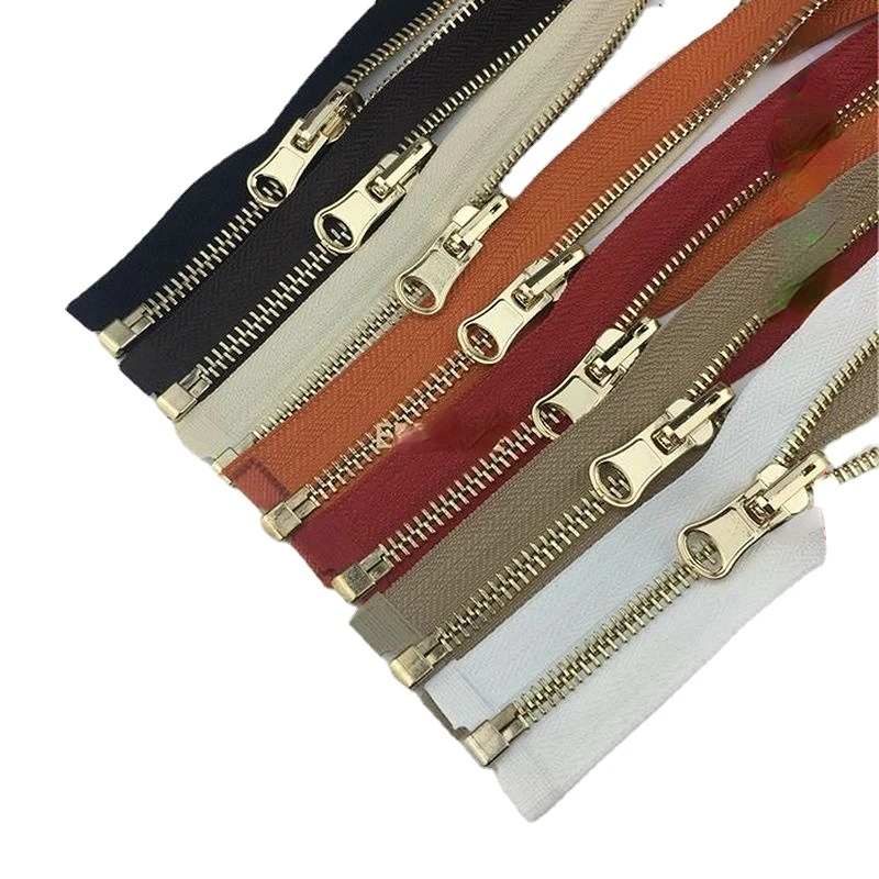 

5# 50 To 100cm Metal Zipper Single Open Reversible Puller Black Off White Coffee Red Leather Jacket Clothing Sewing Accessory