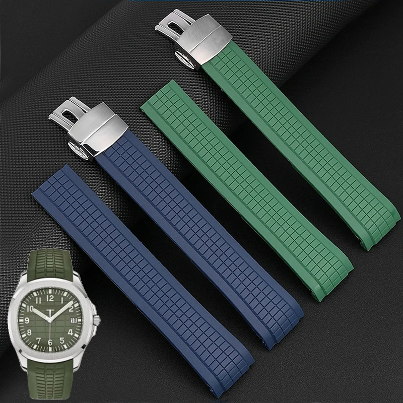 

Soft Rubber Watch Band Aquanaut For Patek Philippe 5164A 5167A 5168A 21mm Silicone Bracelet Curved End Watch accessories Straps