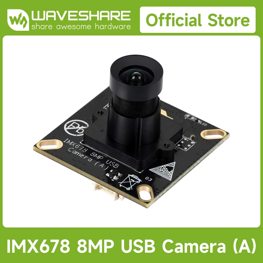 Фото Модуль USB-камеры Waveshare IMX678 8MP M12, сенсорный чип IMX678, порт USB2.0, лучшая чувствительность в состоянии низкого освещения №1
