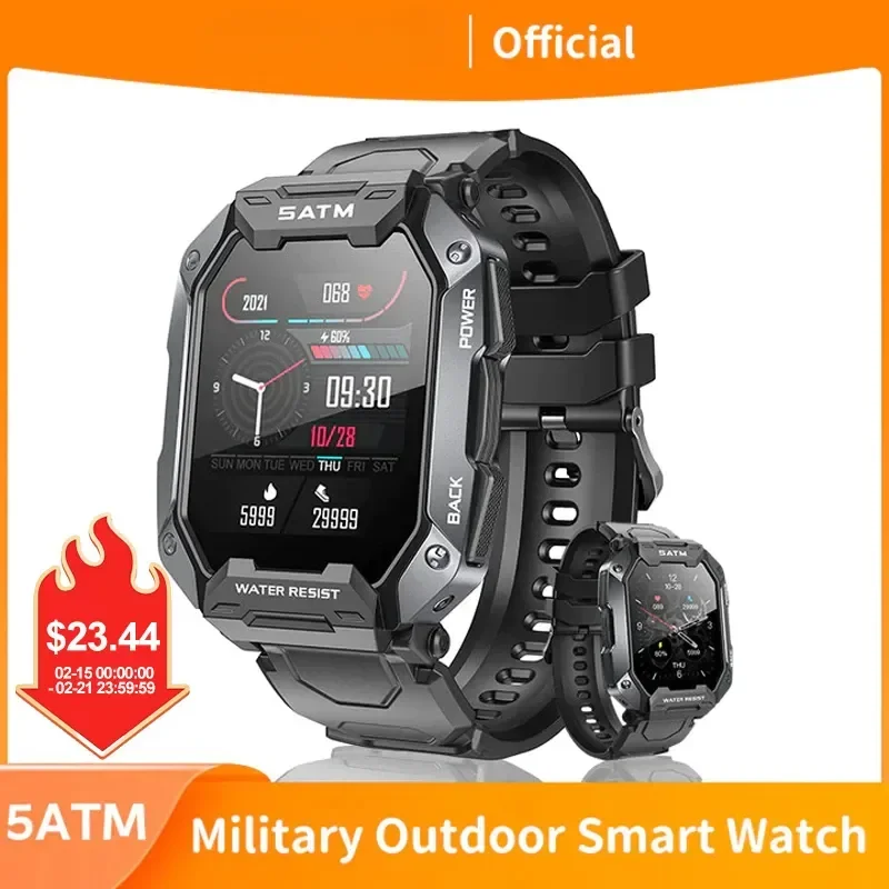 

C20 Military 2023 New Smart Watch Men IP68 5ATM Outdoor Sport Fitness Tracker 24H Health Monitor 1.71inch Smartwatch for Amazfit