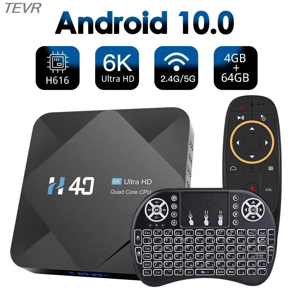 

TEVR tv box android 10 4GB 64GB H616 Qual-core tv box 6k HD 2.4G&5G Dual-wifi smart tv box android media player set top box