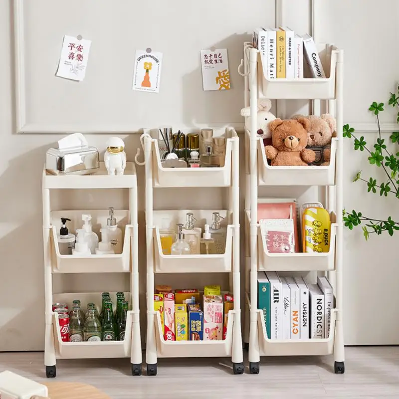 

Simple Landing Trolley Multi-functional Student Multi-layer Storage Cabinet Living Room Home Bookcase Mobile Bookshelf