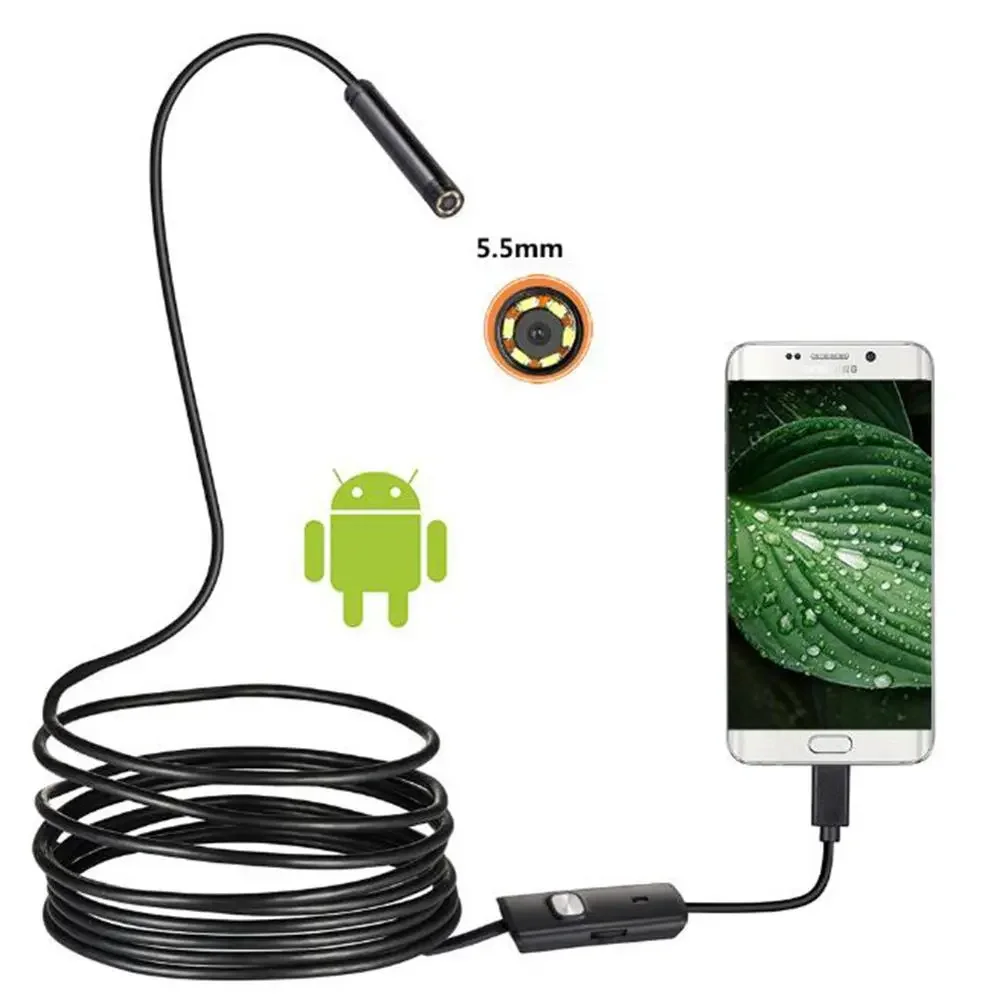 

5.5mm 7mm Endoscope Camera 1M/1.5M/2M/3.5M/5M IP67 Waterproof Inspection Borescope Camera For Android 6 LEDs Adjustable
