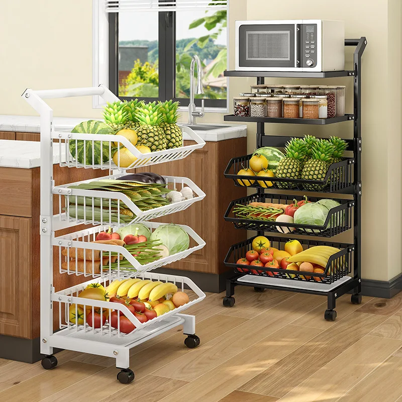 

Новая кухонная стойка для хранения Aoliviya Sh, бытовая многоярусная напольная стойка для хранения овощей и фруктов, передвижная корзина-органайзер, корзина