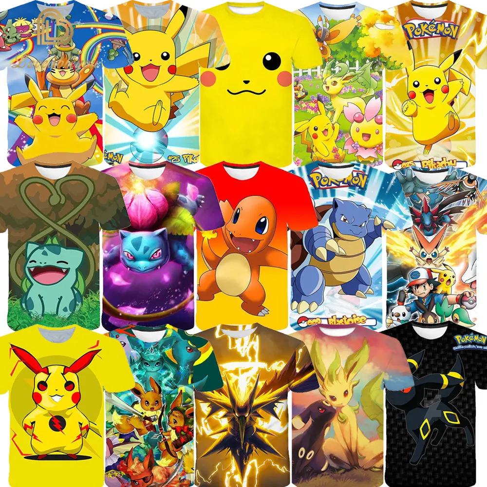 

Pikachu Cosplay T Shirt Pokemon Boy Girl Summer Clothing Child Cartoon Anime Tees Baby T Shirts Letter Printed Short Sleeve Tops