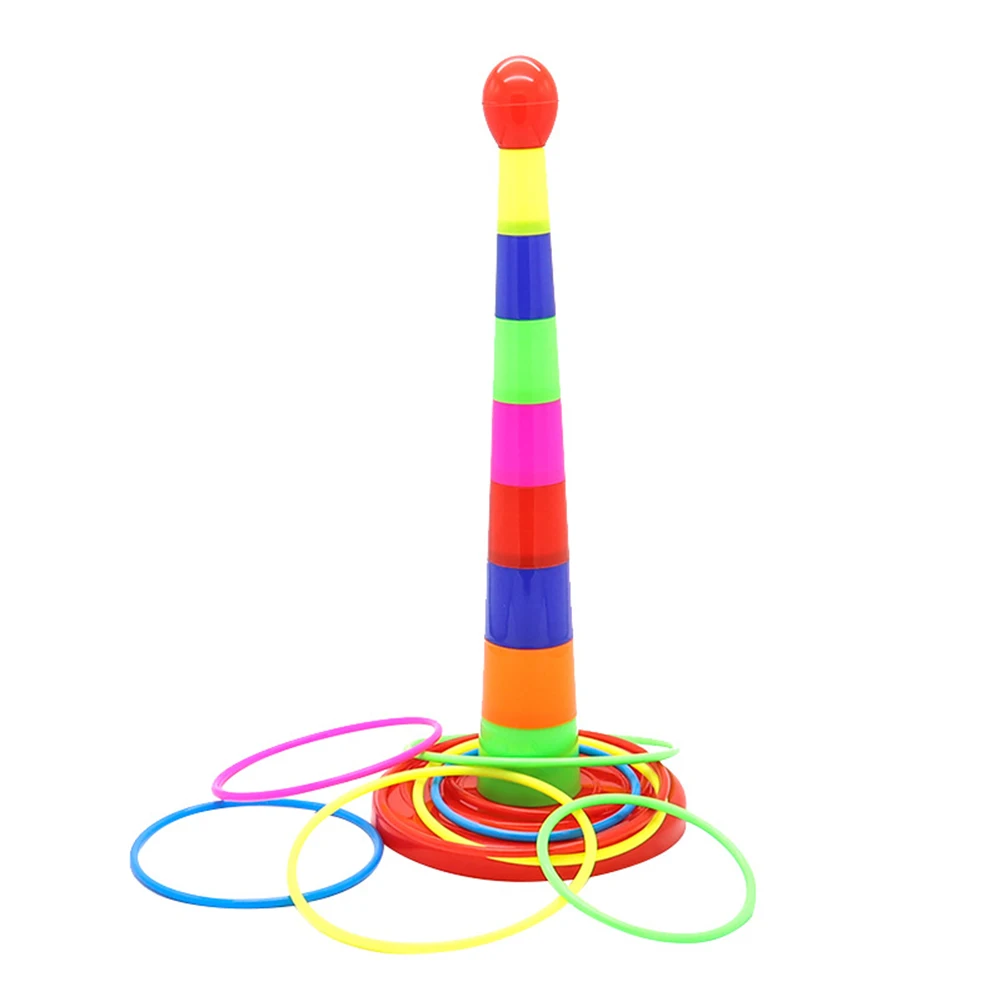 

Sports Ring Throwing Toy Colorful Game Set 2 In 1 Toddlers Ring Stacking Toy Easy To Play Parent-child Interactive Toy For