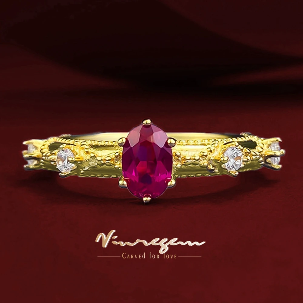 Vinregem 4*6 мм овальная огранка с рубином высокоуглеродистый бриллиант драгоценный