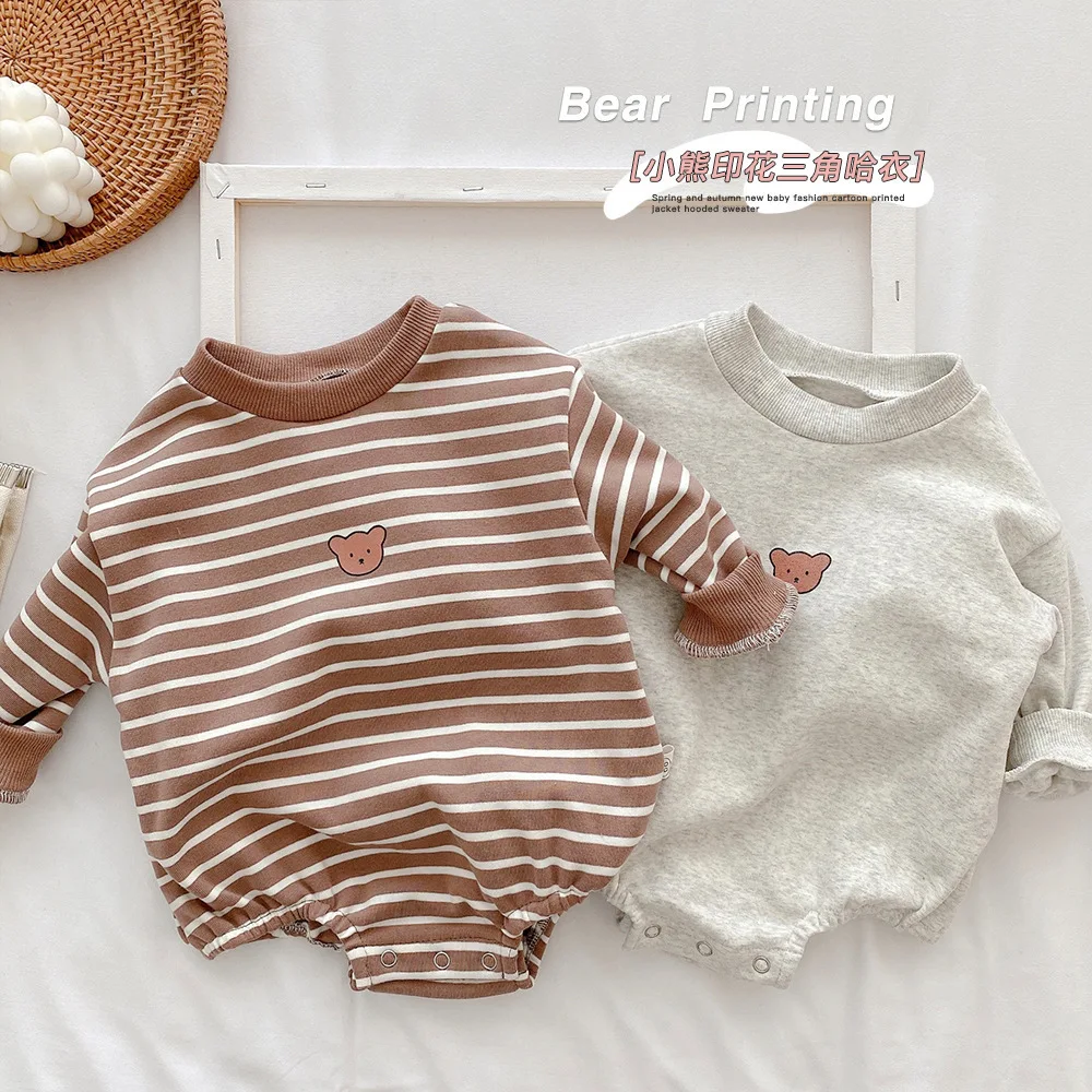 Infant Baby Girls Boys Spring Full Sleeve Striped Outwear Jumpsuits Toddler Newborn Kids Overalls Bodysuits Cotton Sunsuit 0-24M