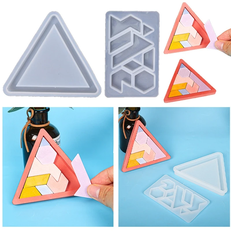 

Educational Puzzle Silicone Mold Tangram Game Children Epoxy Resin Mold DIY Jewelry Crafts Making Cast Tool 2 Pcs