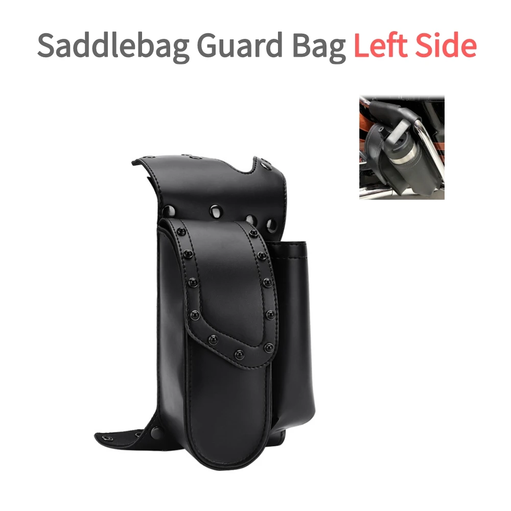 

Мотоциклетные защита седельной сумки с держателем для бутылки с водой, черная кожаная сумка для инструментов для Harley Touring Road King Electra Glide 93 +