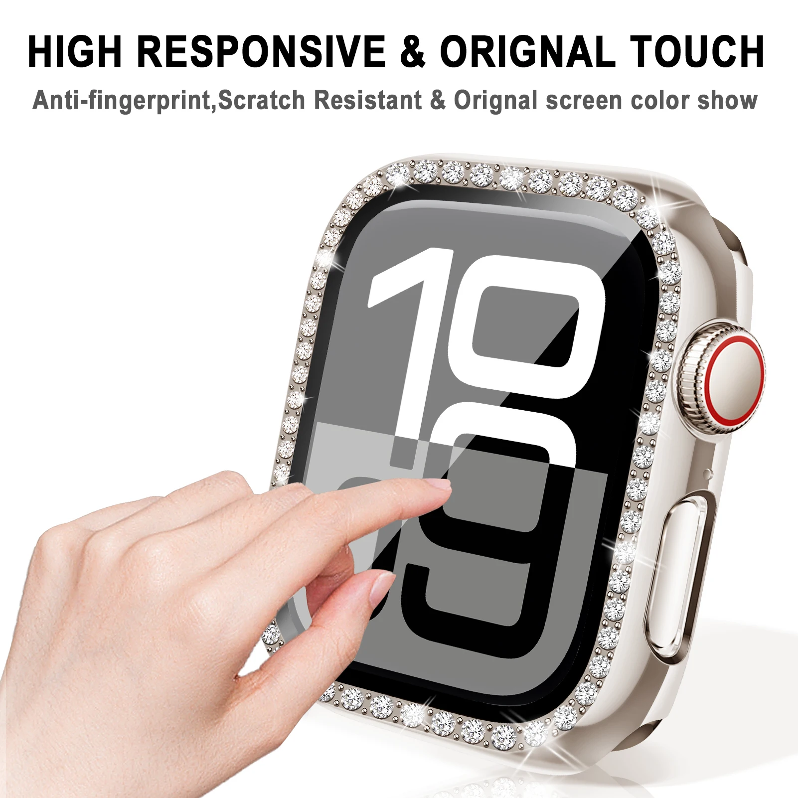 Чехол для ПК со стеклом и бриллиантами Apple Watch 10 46 мм 42 аксессуары HD закаленная