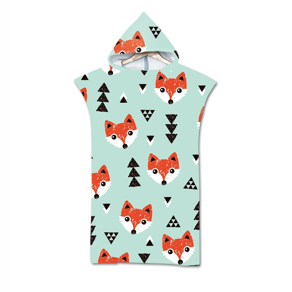 Poncho Surf Swim Changing Robe Nordic Woodland Animals Fox B