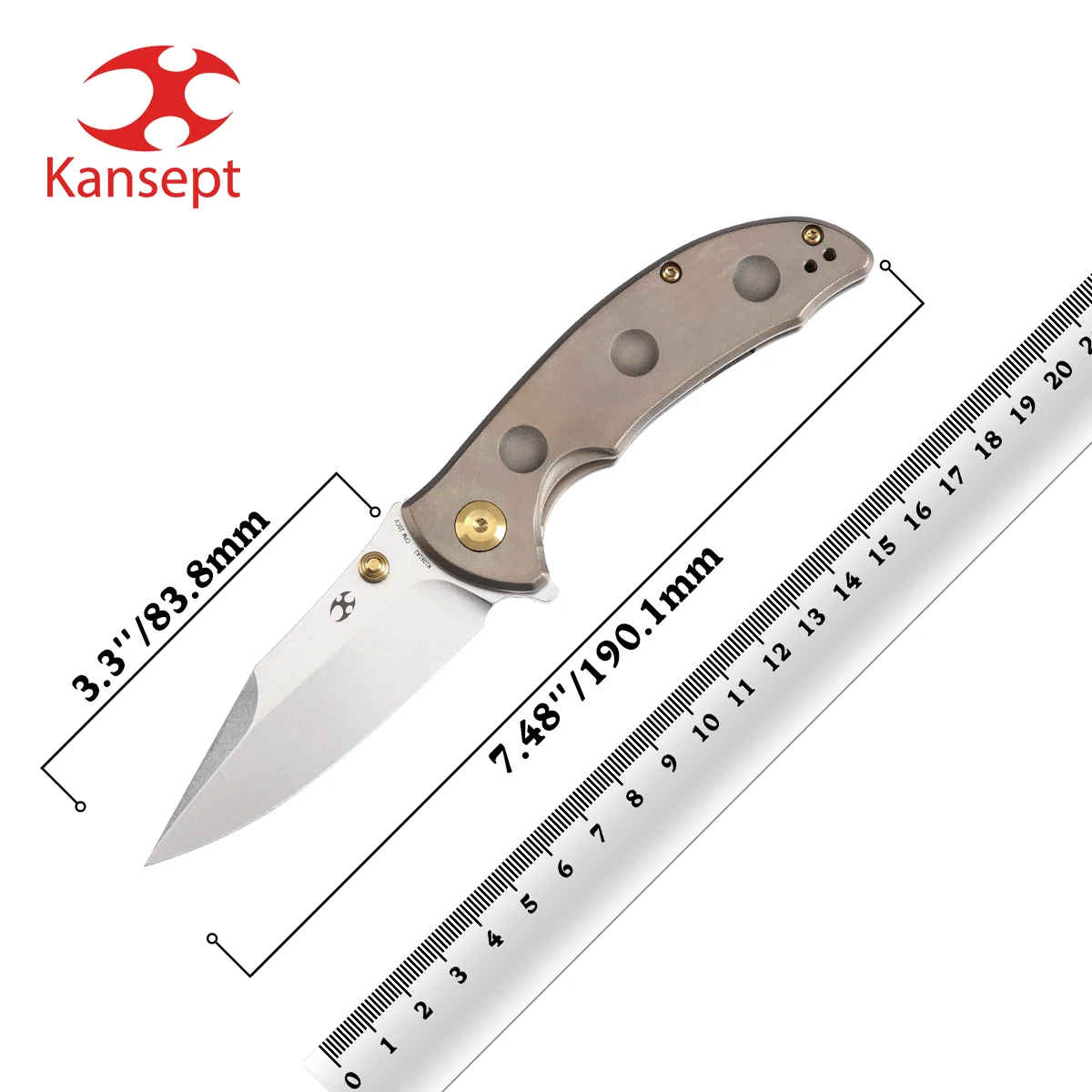 Складные ножи Kansept Rei K1061A2 Stonewashed CPM 20CV + оранжевая кожа бронзовая анодированная