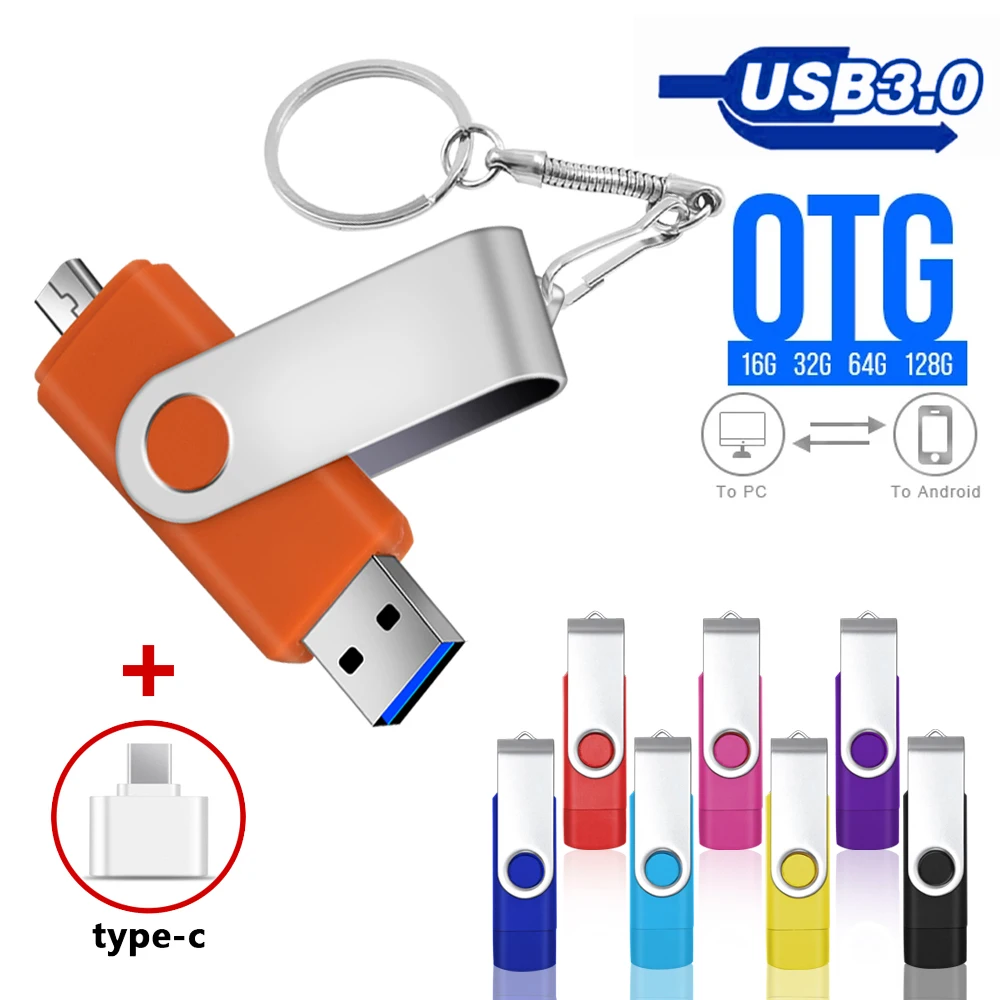

USB 3.0 Flash Drive Metal 128GB Pendrive 16GB 32GB 64GB 256GB USB Stick cle Pen Drive Key Ring usb DISK TYPE C for Gift Wedding