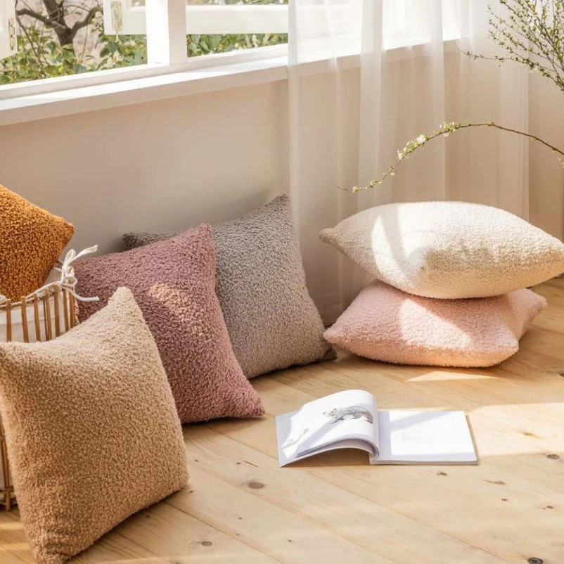 

Nordic Cushion Cover Teddy Faux Fur Plush Pillow Cover For Sofa Living Room 45*45 Decorative Housse De Coussin Nordic Home Decor
