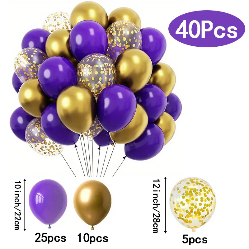 

Набор воздушных шаров Danuyli 40 шт. фиолетовые и золотые