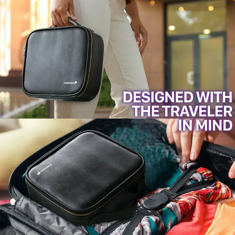 High Quality Professional Multifunctional Portable Small Black Travel Makeup Bag with Adjustable Dividers and Carry Strap, Perfe