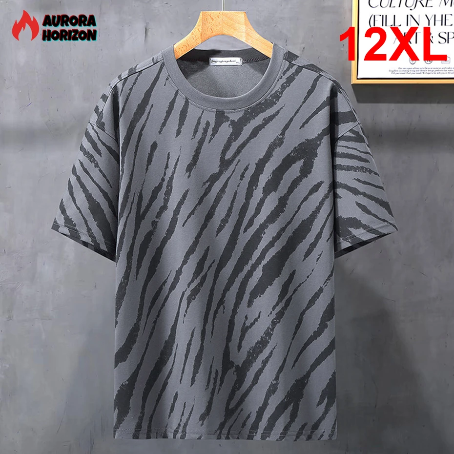 

AuroraHorizon Плюс Размер 10XL 12XL Футболка Мужчины Лето Короткий Рукав T Shirt Зебра Полосы Топы Тис Мужской Большой Размер 12XL Tshirts