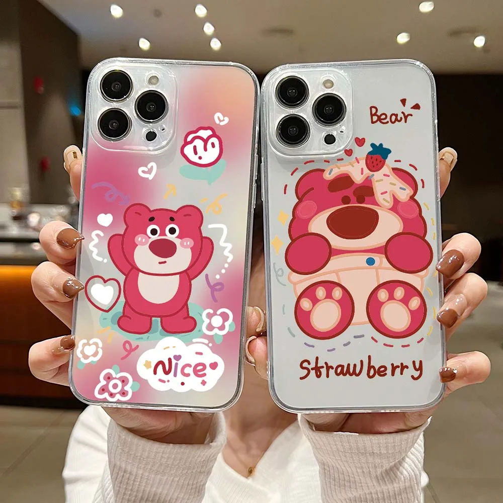 

Disney Strawberry Bear Phone Case For Samsung A53 A50 A12 A52S A51 A72 A71 A73 A81 A91 A32 A22 A20 A30 A21S 4G Transparent Capa