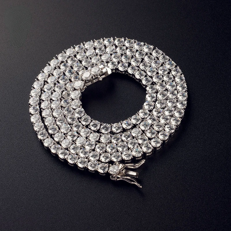 

KOSE Fashion Tennis Men's Necklace Hip Hop Micro-set Single Row Zircon Necklace Men's Jewelry 3mm/4mm/5mm Factory Outlet
