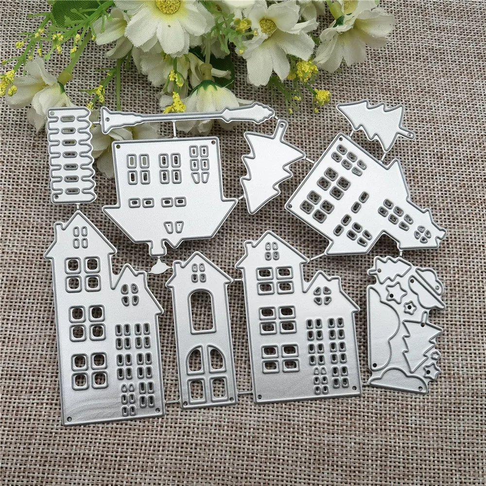 Форма здания города, Декор, поздравительная открытка, металлические штампы, трафарет «сделай сам», скрапбукинг, бумага, фотоальбом, ремесленный шаблон, штампы