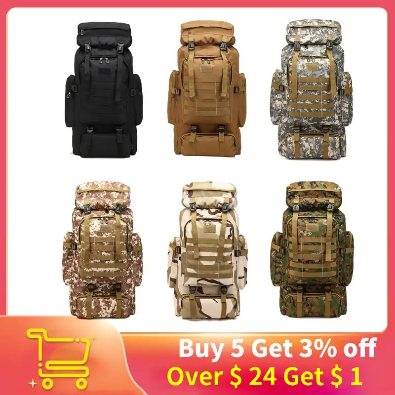 

30/80L Waterproof Molle Camo Tactical Backpack Military Army Hiking Camping Backpack Travel Rucksack Outdoor Mountaineering