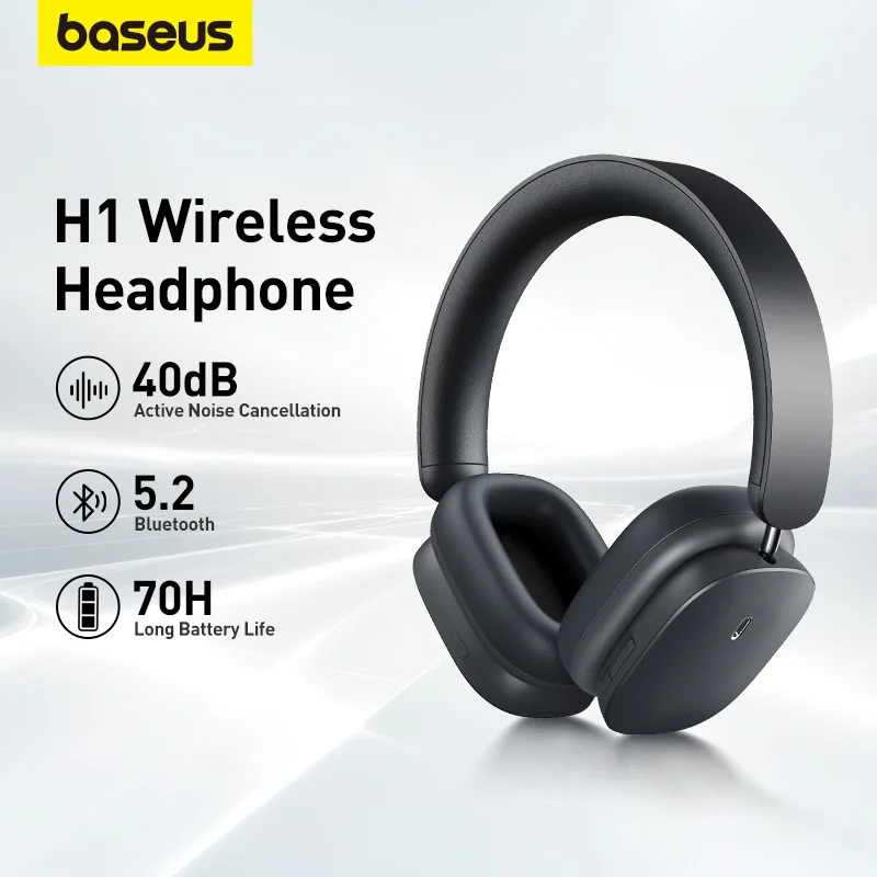 

Baseus H1 Wireless Headset 40dB ANC Active Noise Cancelling Bluetooth 5.2 Headphones Headband Earbuds For IPhone Xiaomi Samsung