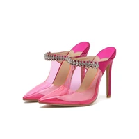 2022 woman pumps sandals summer pointed toe crystal pvc transparent stiletto high heel ladies designer jelly shoes
