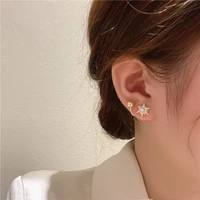 s925 silver six pointed star zircon earrings design sense creative detachable two earrings for women stud earrings jewelry